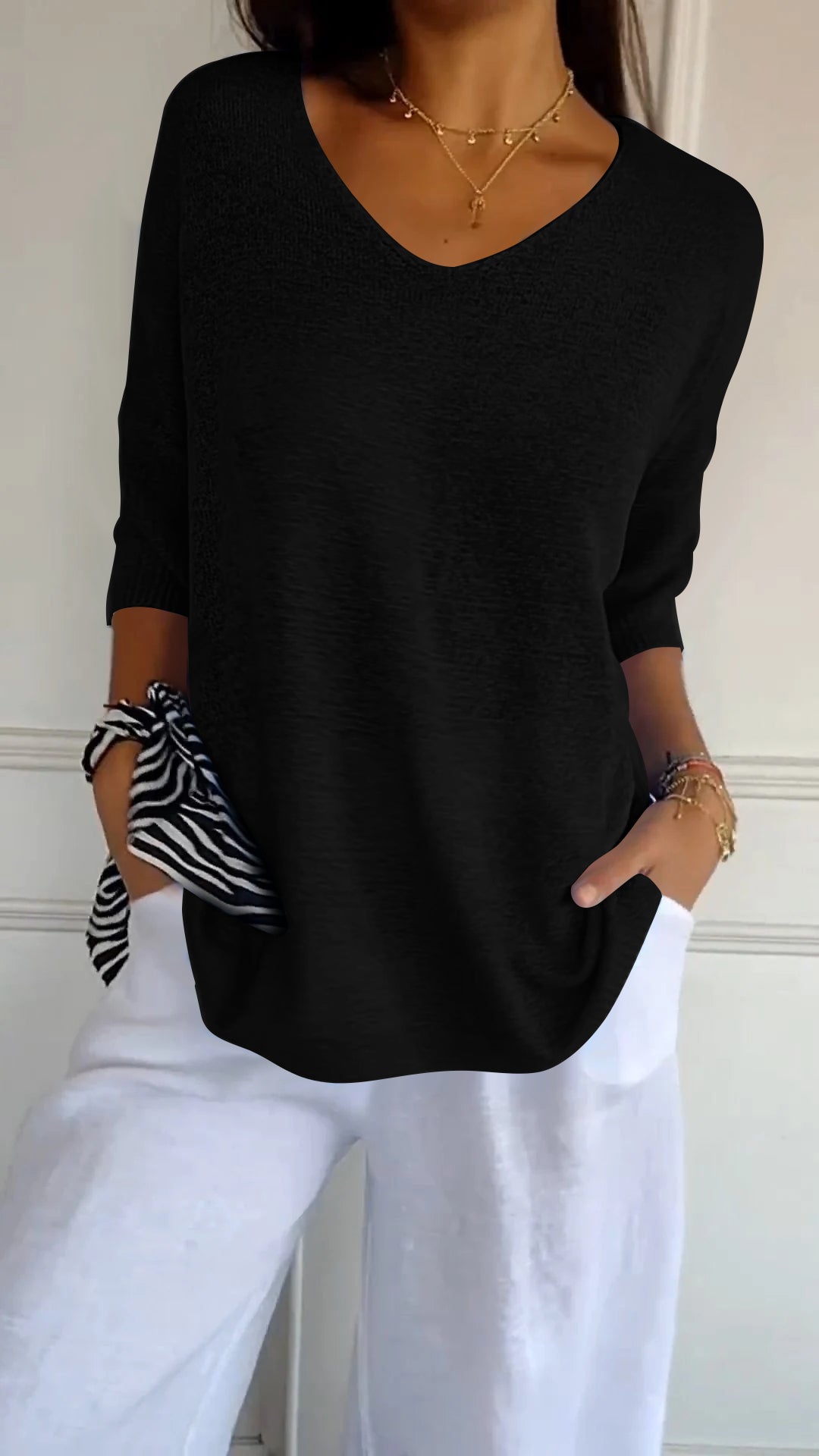 Laurienne | Top casual con scollo a V
